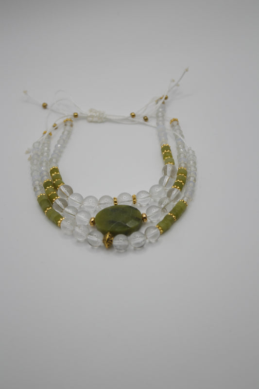 Bracelet multi rang Jade vert