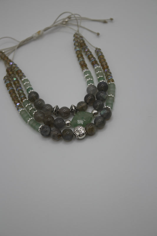 Bracelet multi rang Labradorite argenté
