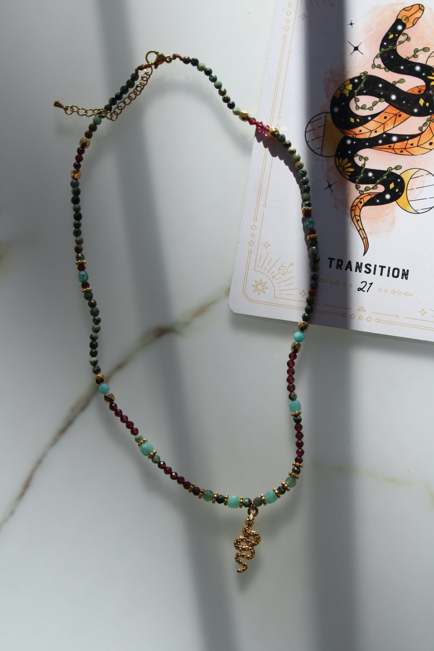 Collier serpiente - Grenat, Amazonite & co