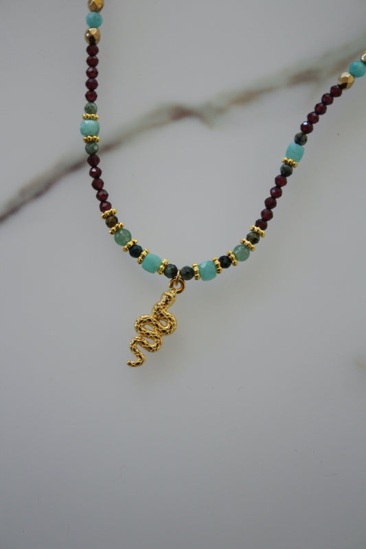 Collier serpiente - Grenat, Amazonite & co