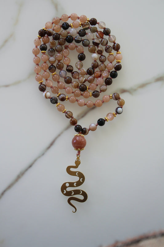 Mala serpiente - Pierre de soleil & Agate du Botswana